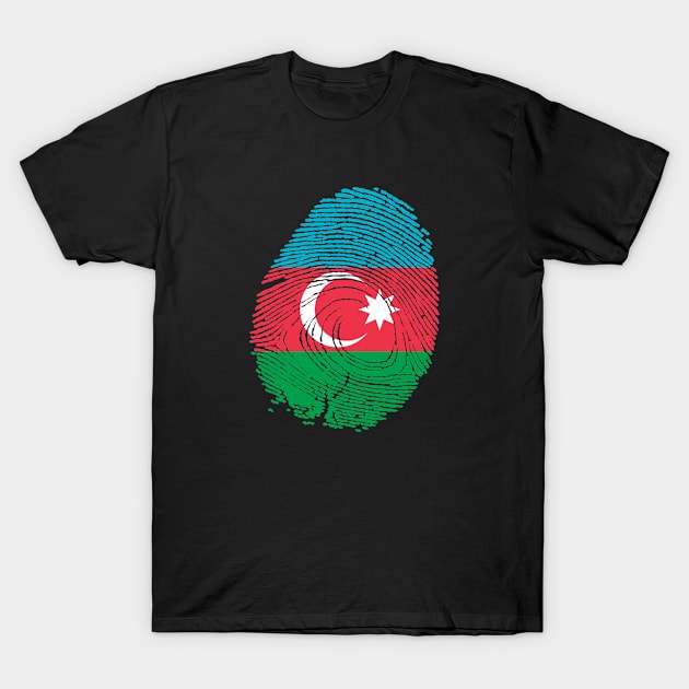 Flag of Azerbaijan in fingerprint T-Shirt by A Zee Marketing